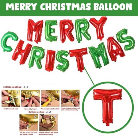 Merry Christmas Balloon Red & Green 4